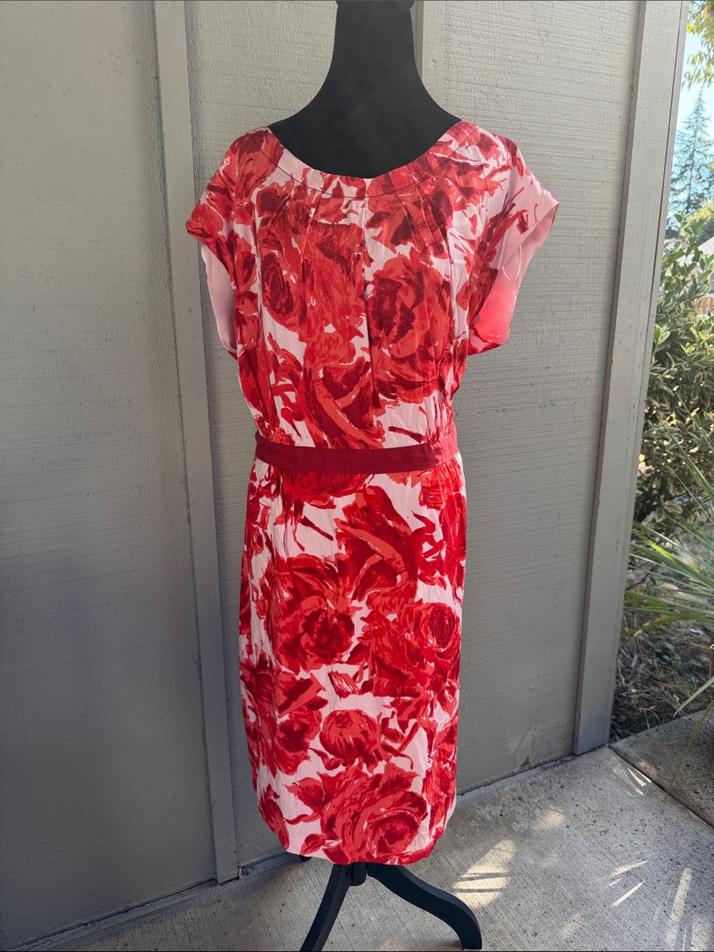 Boden Red and White Floral Midi Dress